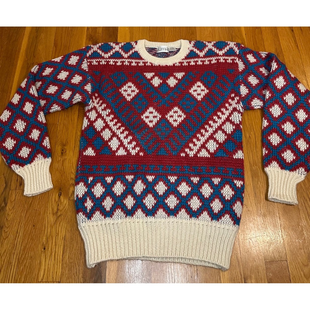 Vintage Gianfranco Ruffini Sweater L Wool Mohair Fair Isle Made Italy Nordic